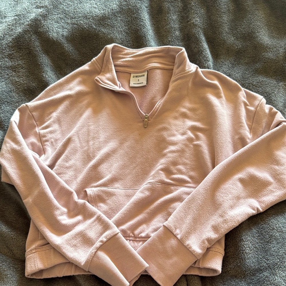Gymshark Light Pink V-Neck Sweater half zip